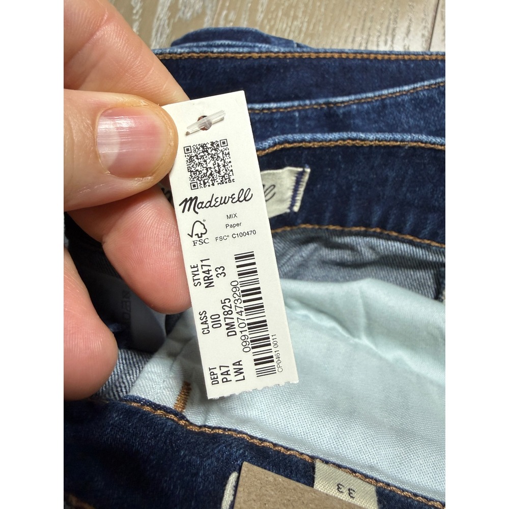 Madewell Emmett Wide-Leg Jeans Womens 33 Blue High Rise Dark Wash Stretch Denim - Picture 13 of 14